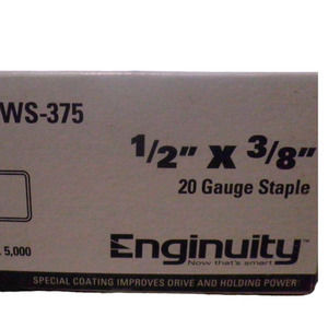 20 Boxes Enginuity 1/2" x 3/8" 20 Gauge Staples, 5000/Box NWS-375 Part #650741
